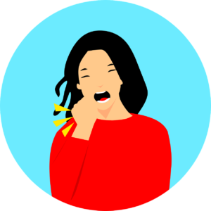 a person holds their hand in front of their mouth as they cough